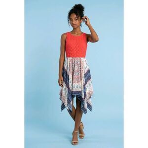 🩵Lilt Coral Lace Asymmetric Hem Sleeveless Dress Juniors 16
